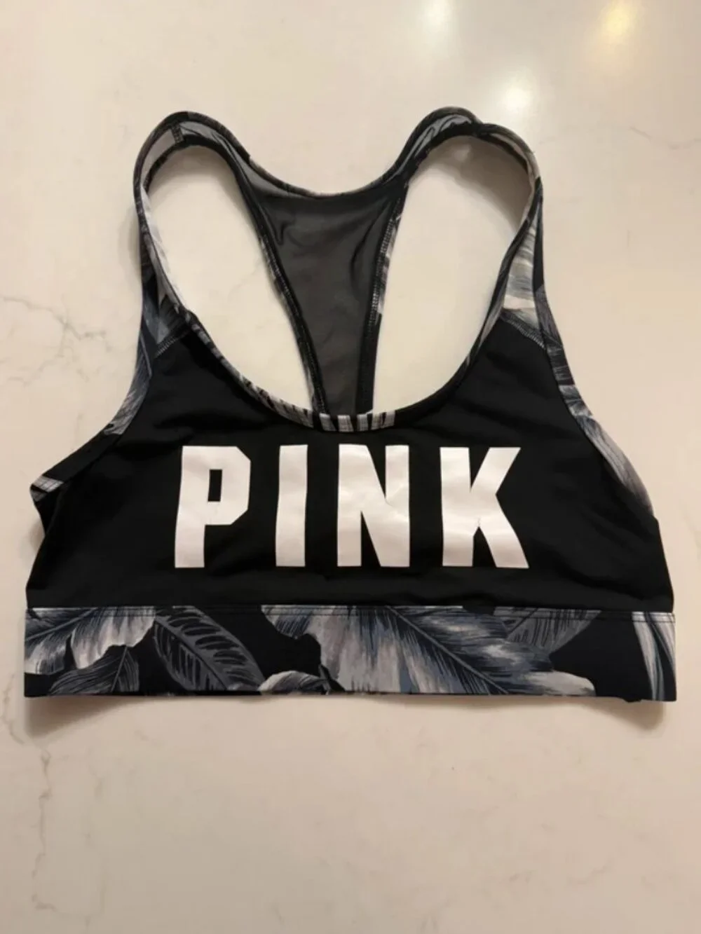 Victoria’s Secret PINK Bralette Bundle Black Palm Print Ultimate Bra Size Small